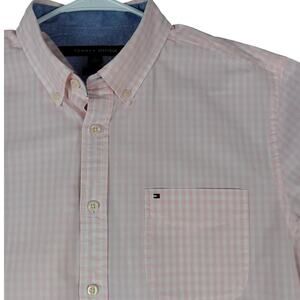 Vintage Tommy Hilfiger Custom Fit Shirt Mens Large Pink Check Button Down Preppy